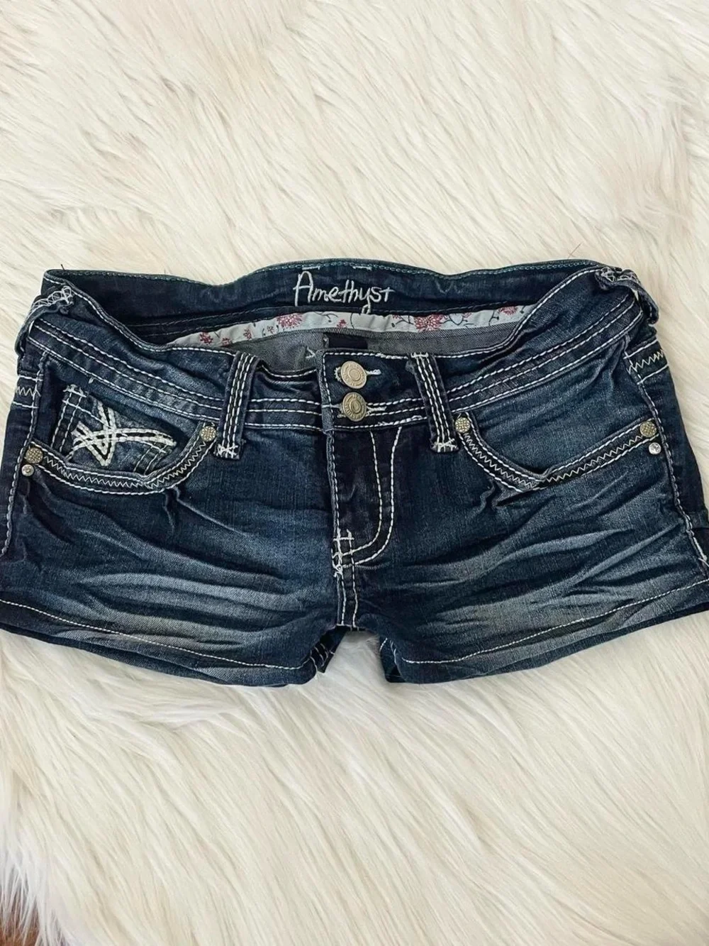 Vintage Y2K mcbling micro mini jean shorts by Amethyst